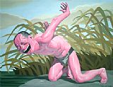 Yue Minjun Canvas Paintings - Free and At Leisure-4